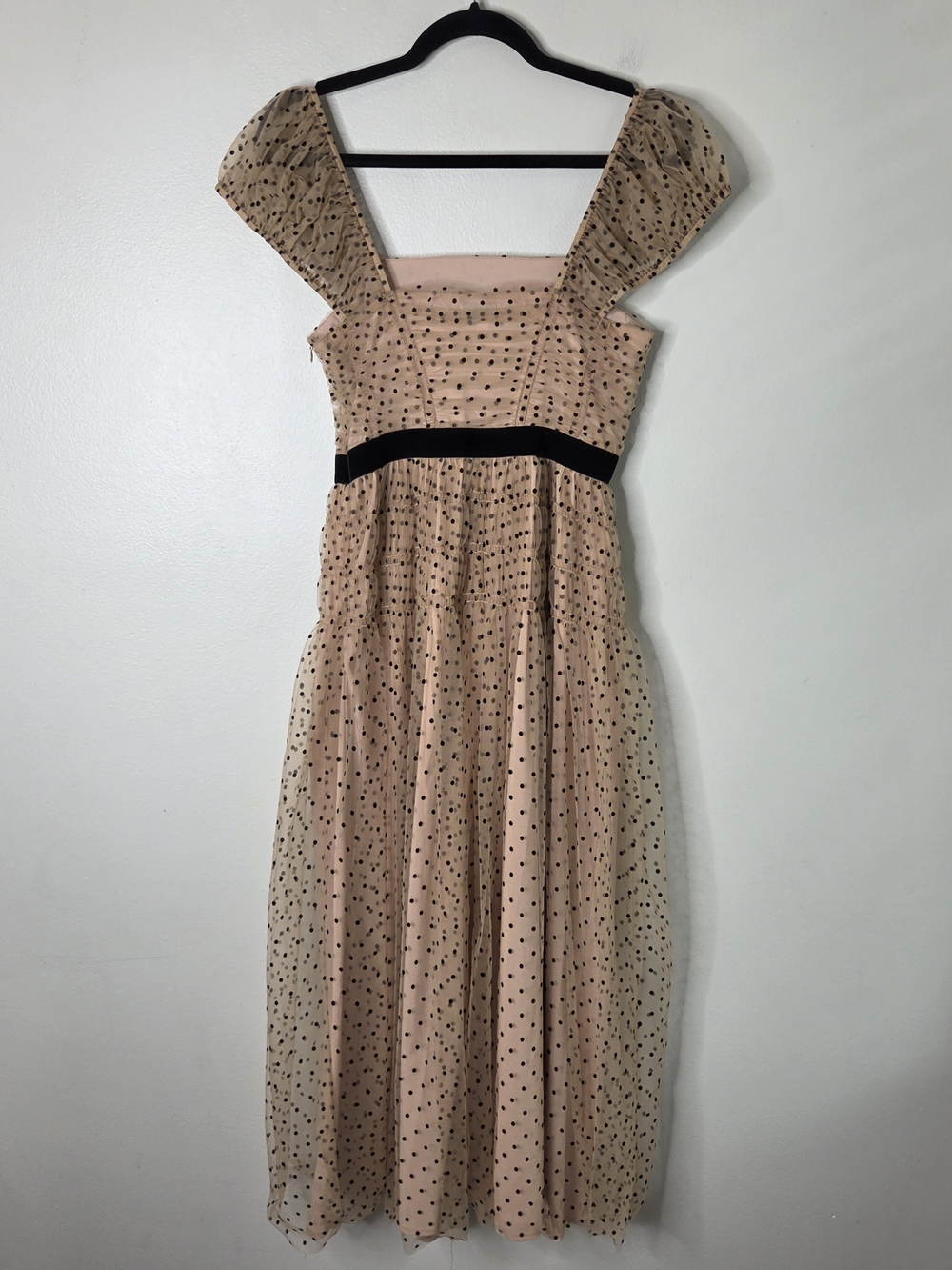 Lucy Paris Saison Flock Polka Dot Cocktail Dress - Picture 7 of 9